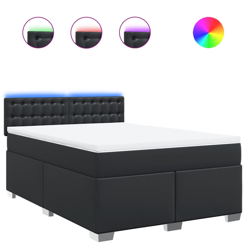 Sommier à lattes de lit avec matelas Noir 140x190 cm Similicuir - XIOS