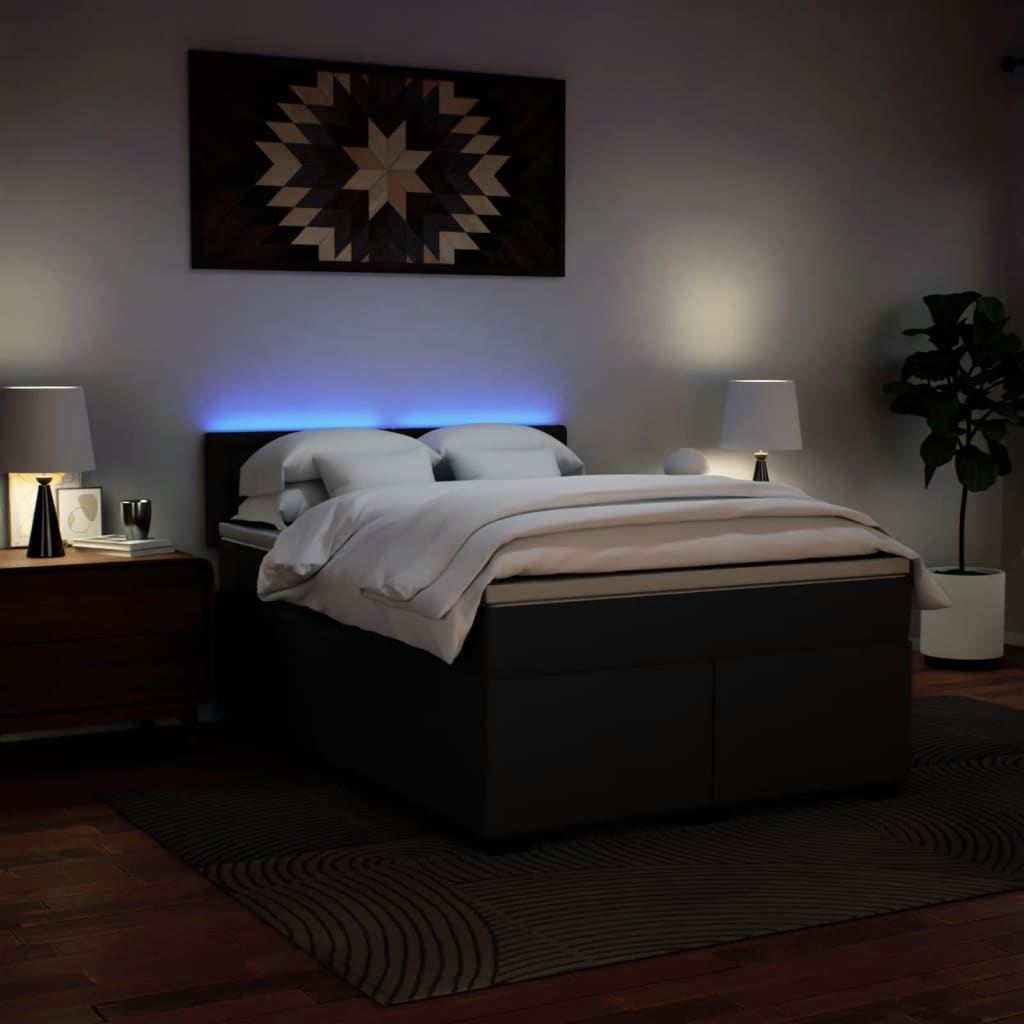 Sommier à lattes de lit avec matelas Noir 140x190 cm Similicuir - XIOS