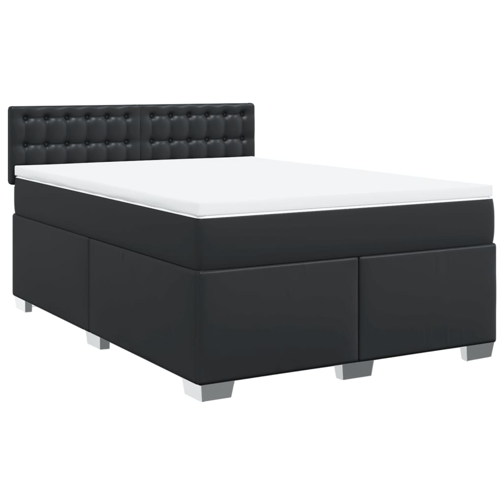 Sommier à lattes de lit avec matelas Noir 140x200 cm Similicuir - XIOS