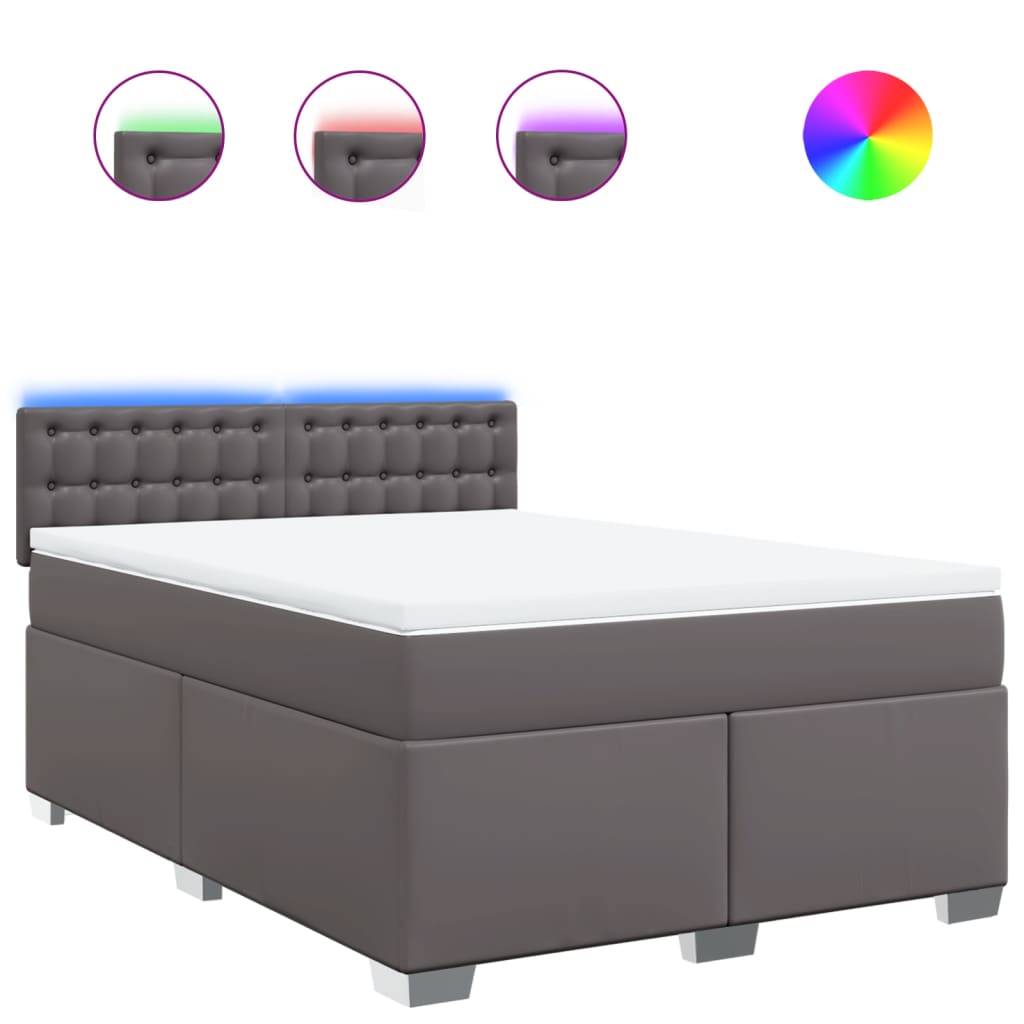 Sommier à lattes de lit avec matelas Gris 140x200 cm Similicuir - XIOS