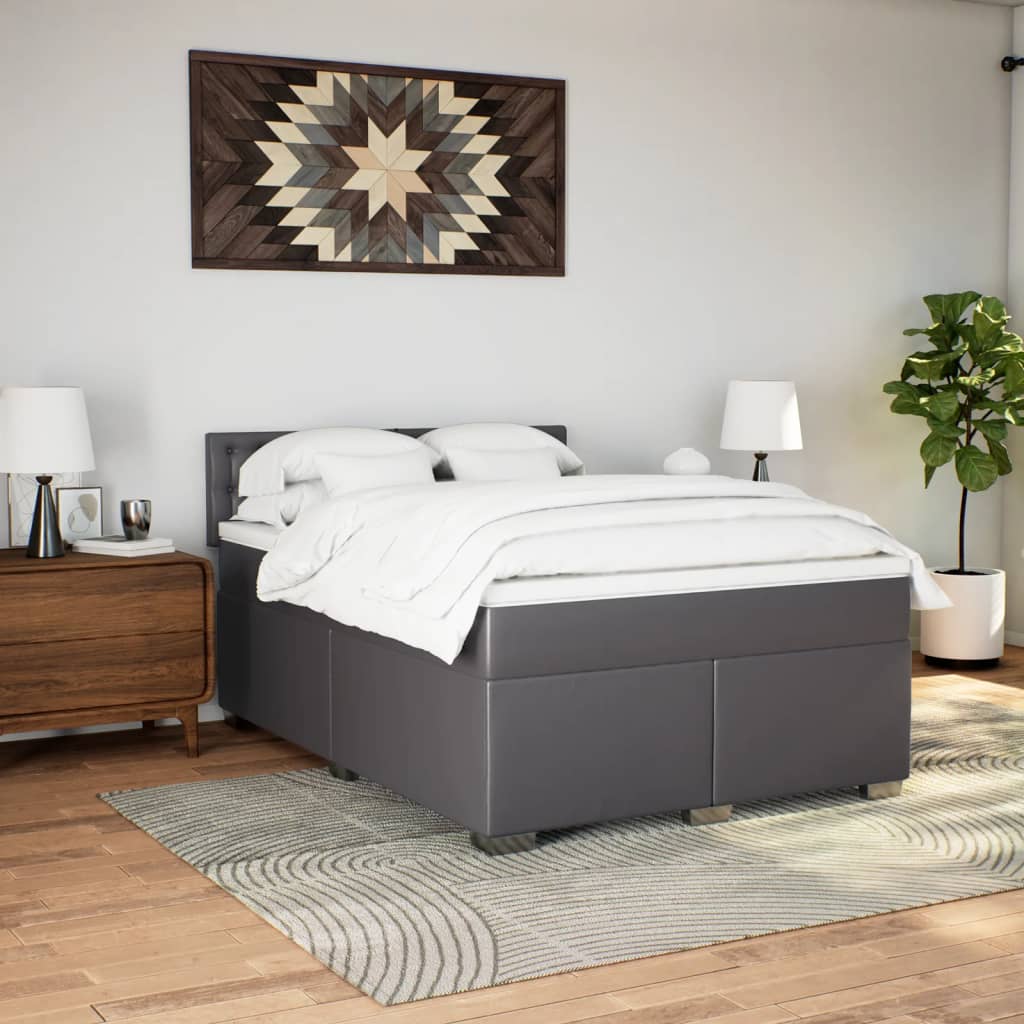 Sommier à lattes de lit avec matelas Gris 140x200 cm Similicuir - XIOS