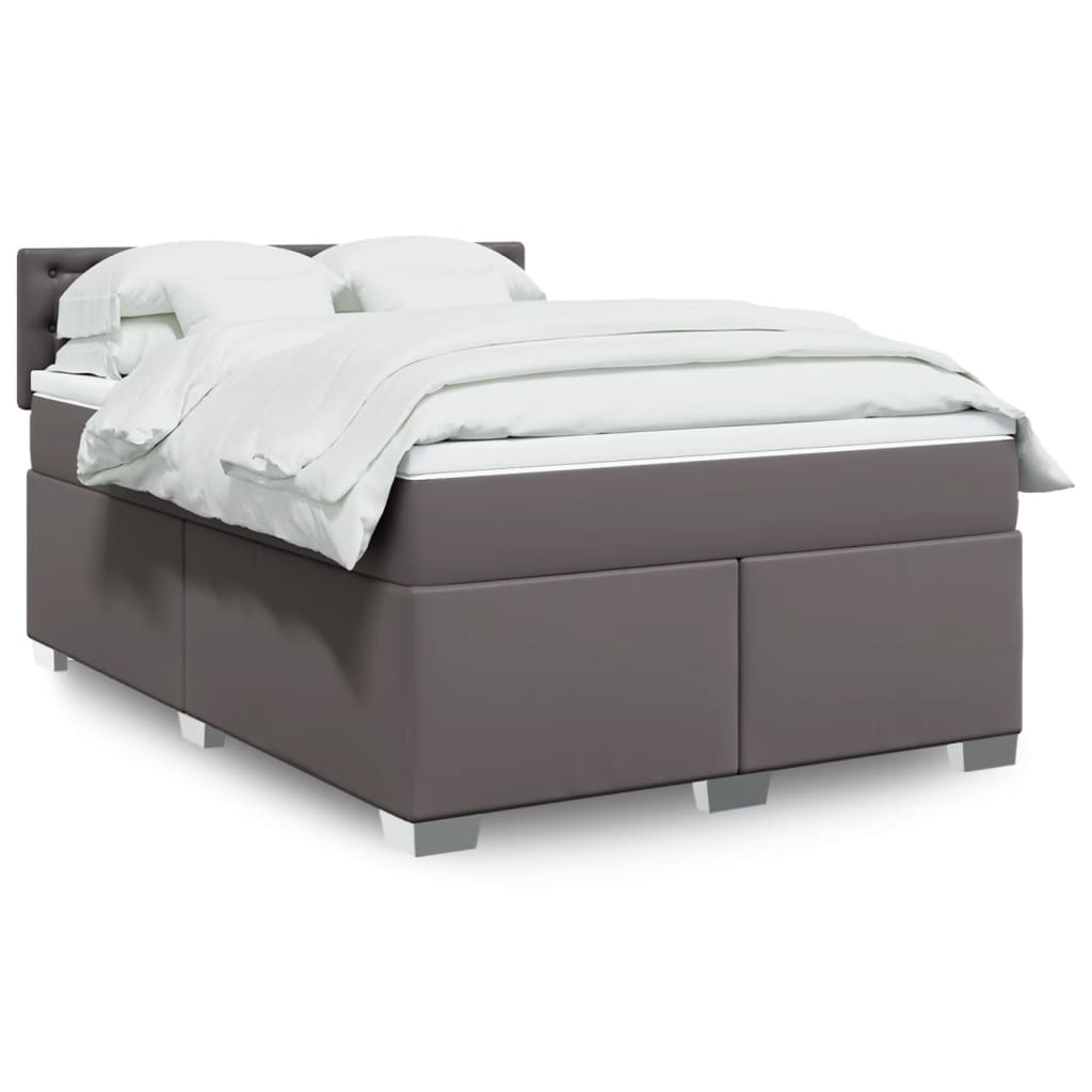 Sommier à lattes de lit avec matelas Gris 140x200 cm Similicuir - XIOS