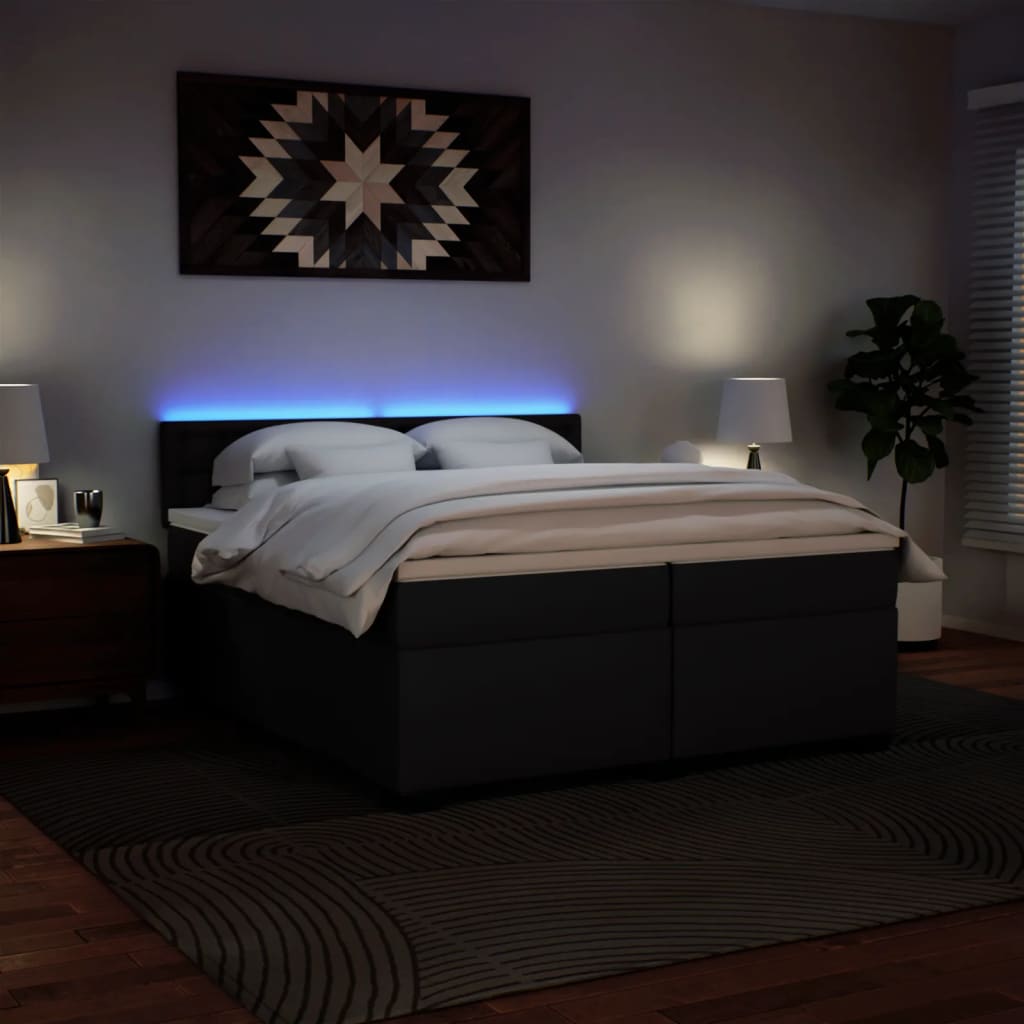 Sommier à lattes de lit avec matelas Noir 200x200 cm Similicuir - XIOS