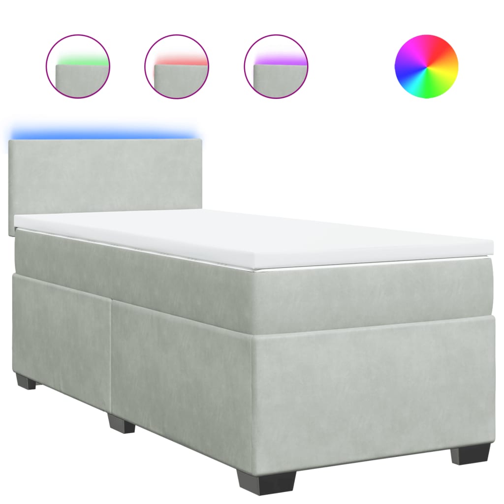Sommier à lattes de lit et matelas Gris clair 80x200 cm Velours - XIOS