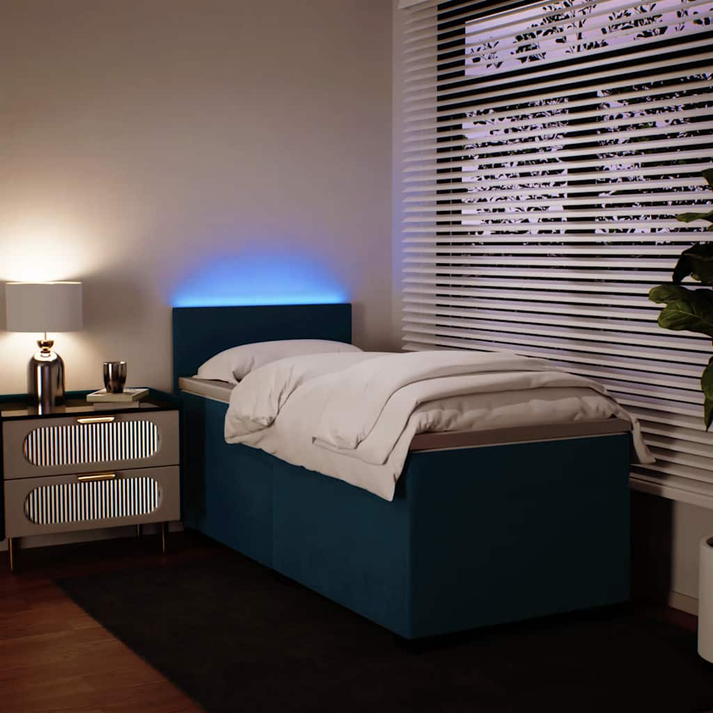 Sommier à lattes de lit avec matelas bleu 80x200 cm velours - XIOS