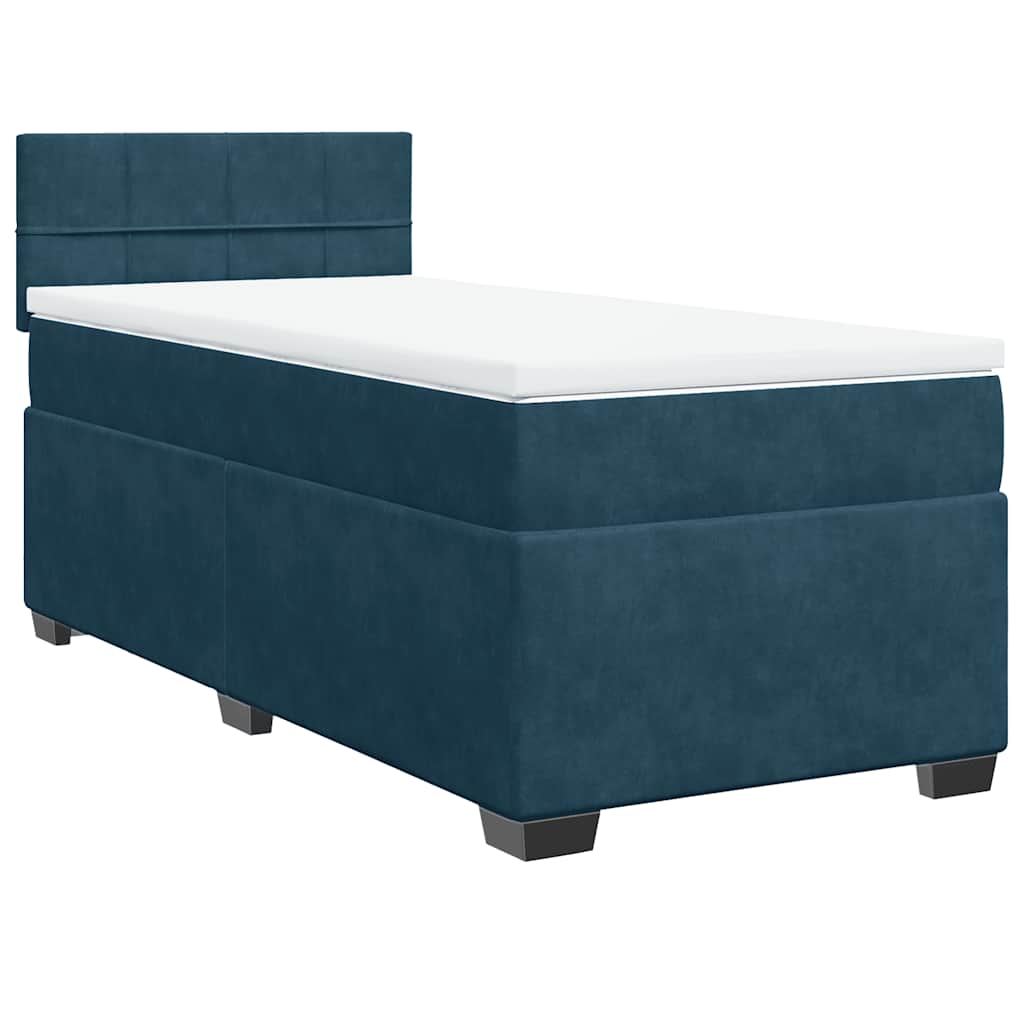 Sommier à lattes de lit avec matelas bleu 80x200 cm velours - XIOS