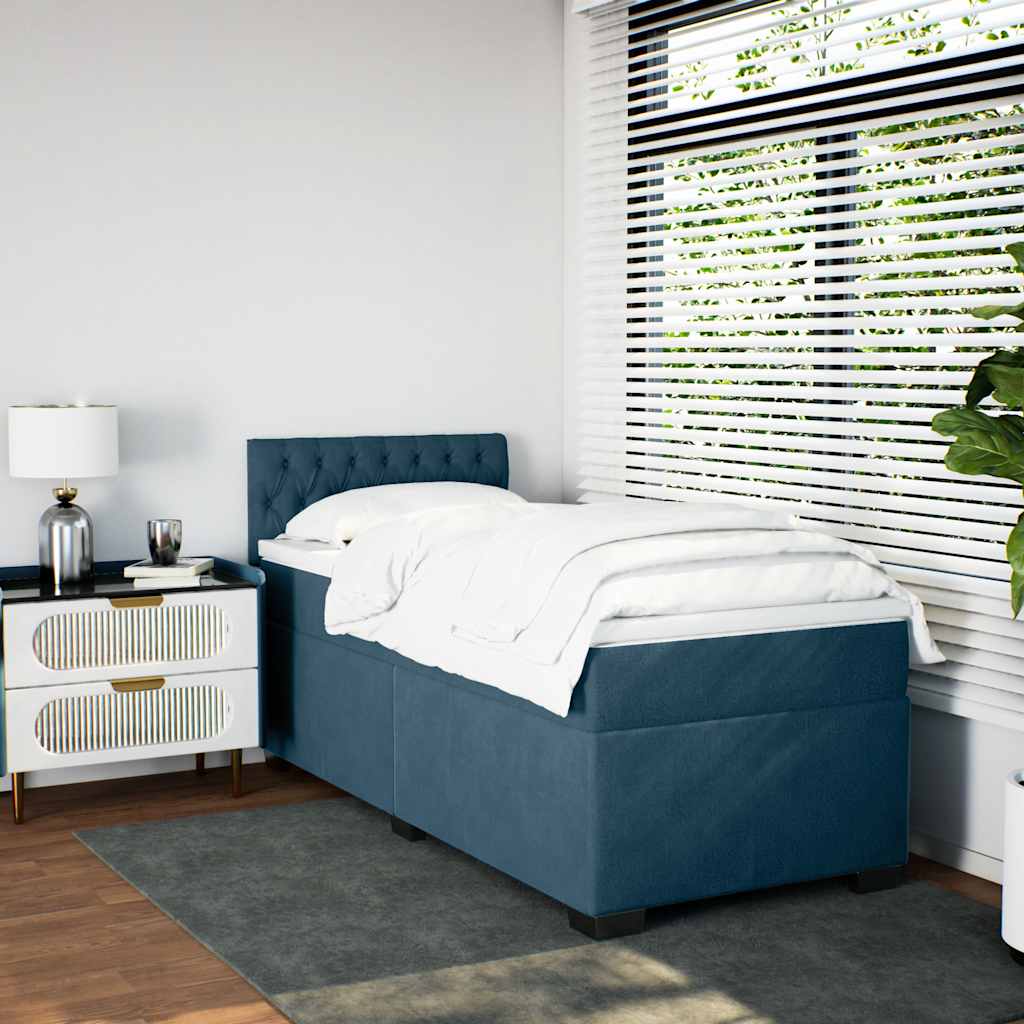 Sommier à lattes de lit avec matelas bleu 80x200 cm velours - XIOS