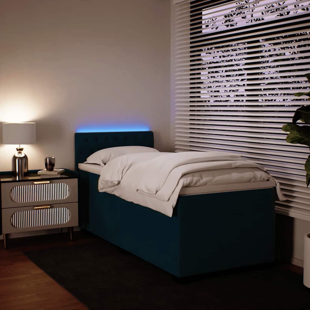 Sommier à lattes de lit avec matelas bleu 80x200 cm velours - XIOS