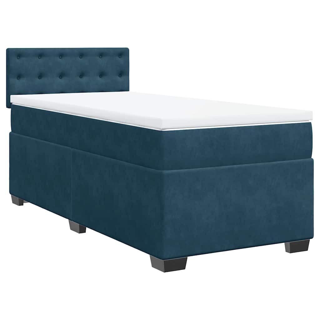 Sommier à lattes de lit avec matelas bleu 80x200 cm velours - XIOS