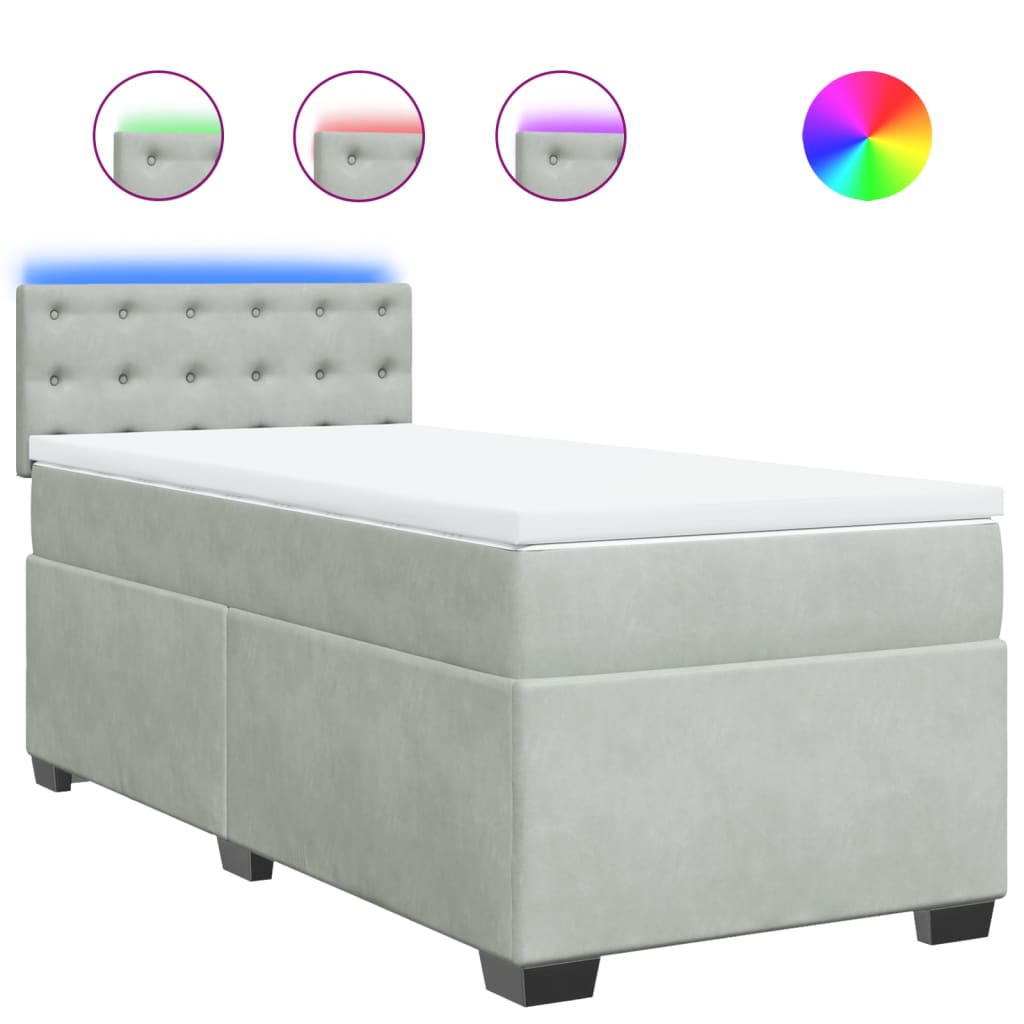 Sommier à lattes de lit et matelas Gris clair 90x190 cm Velours - XIOS