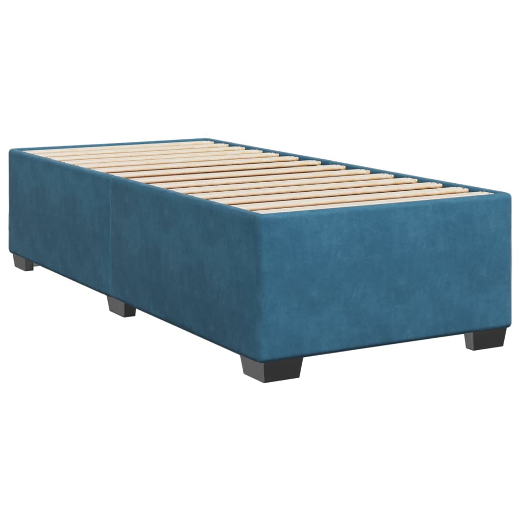 Sommier à lattes de lit avec matelas bleu 90x200 cm velours - XIOS