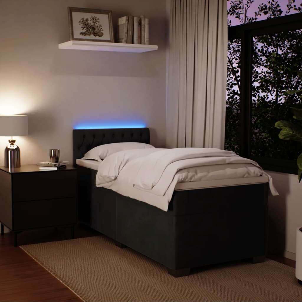 Sommier à lattes de lit avec matelas Noir 90x200 cm Velours - XIOS