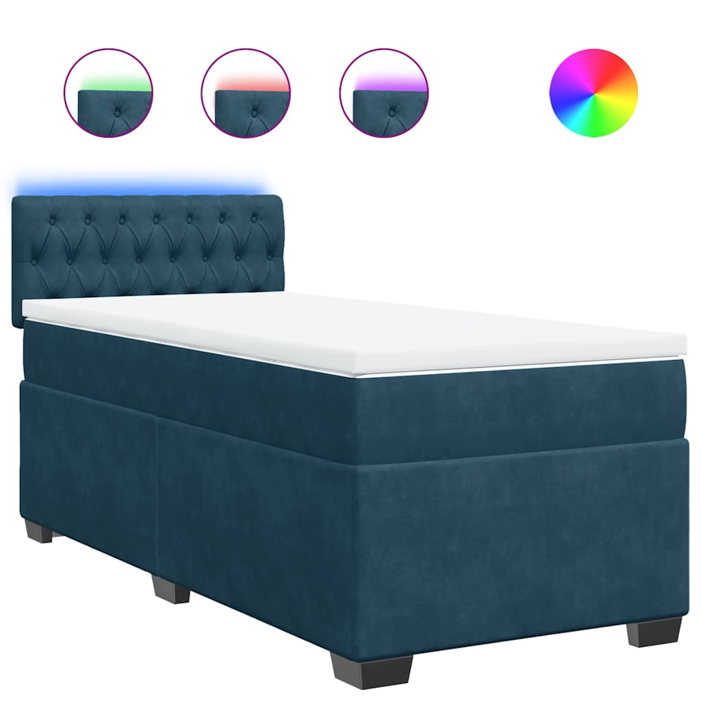 Sommier à lattes de lit avec matelas bleu 90x200 cm velours - XIOS