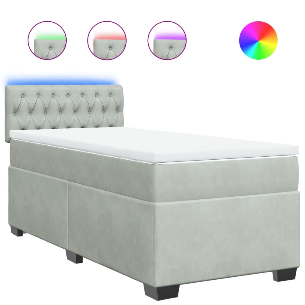 Sommier à lattes de lit et matelas Gris clair 100x200cm Velours