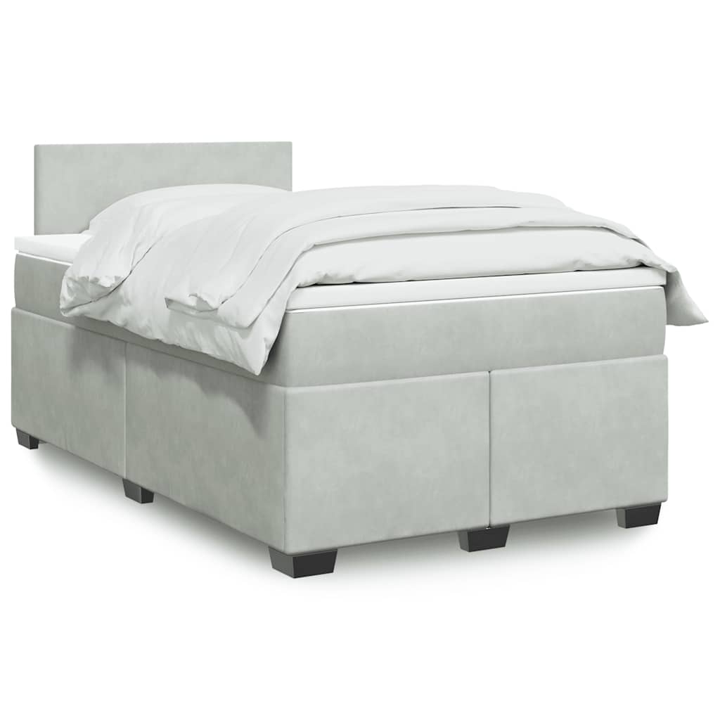 Sommier à lattes de lit et matelas gris clair 120x190cm velours - XIOS