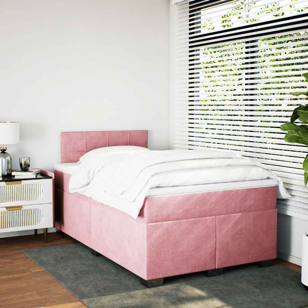 Sommier à lattes de lit avec matelas rose 120x190 cm velours - XIOS