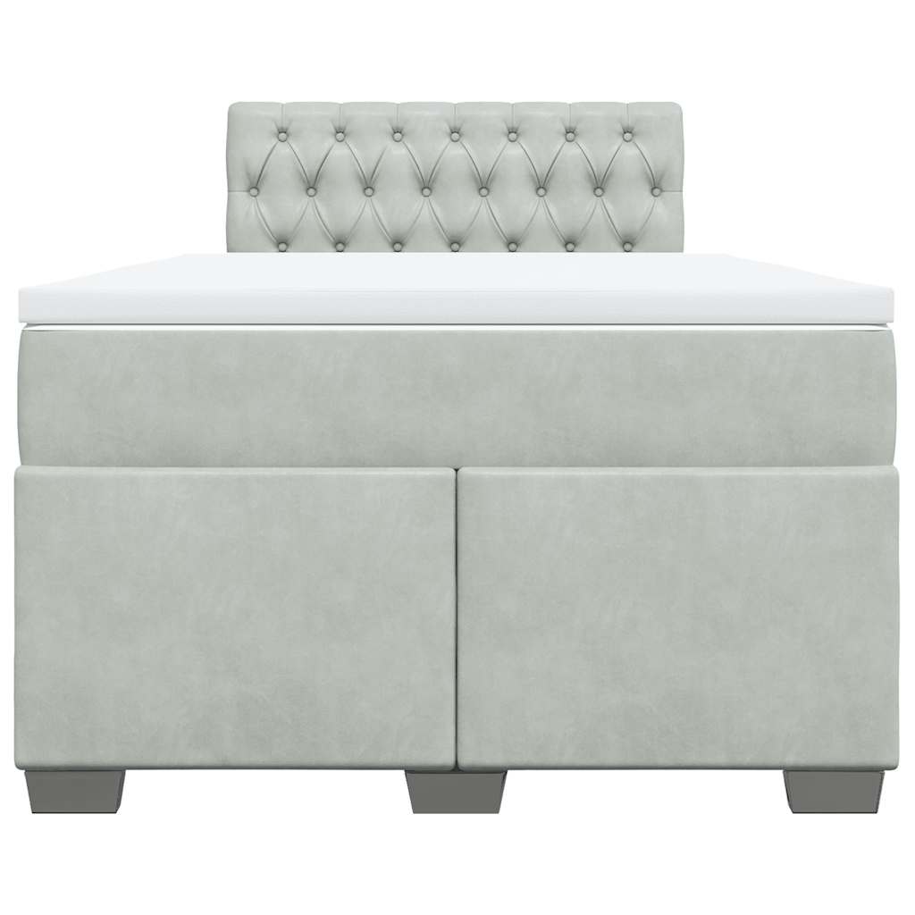 Sommier à lattes de lit et matelas gris clair 120x190cm velours