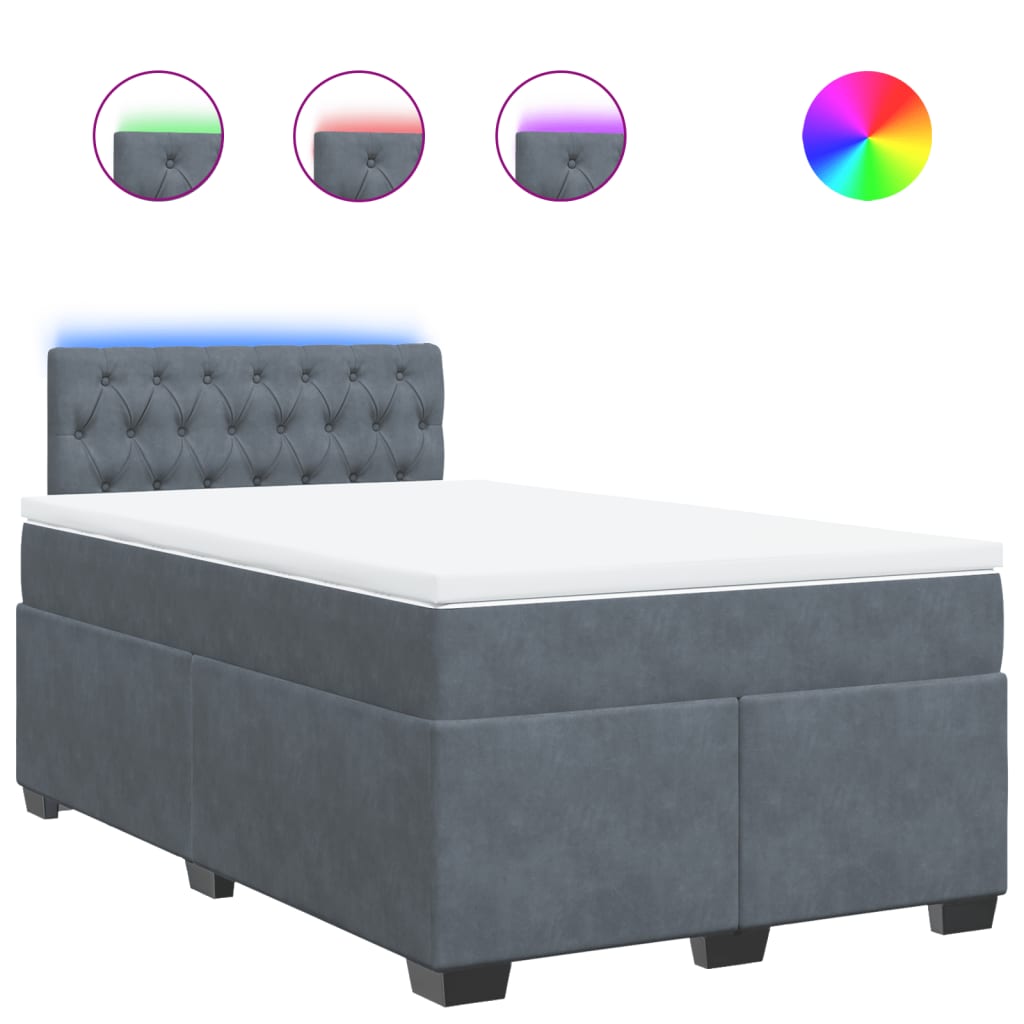 Sommier à lattes de lit et matelas gris foncé 120x190cm velours - XIOS