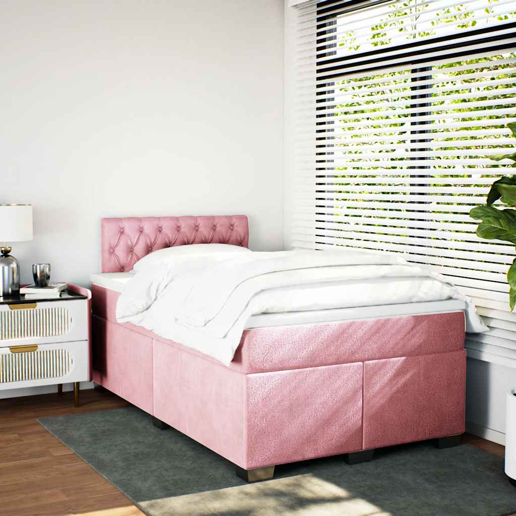 Sommier à lattes de lit avec matelas rose 120x190 cm velours - XIOS