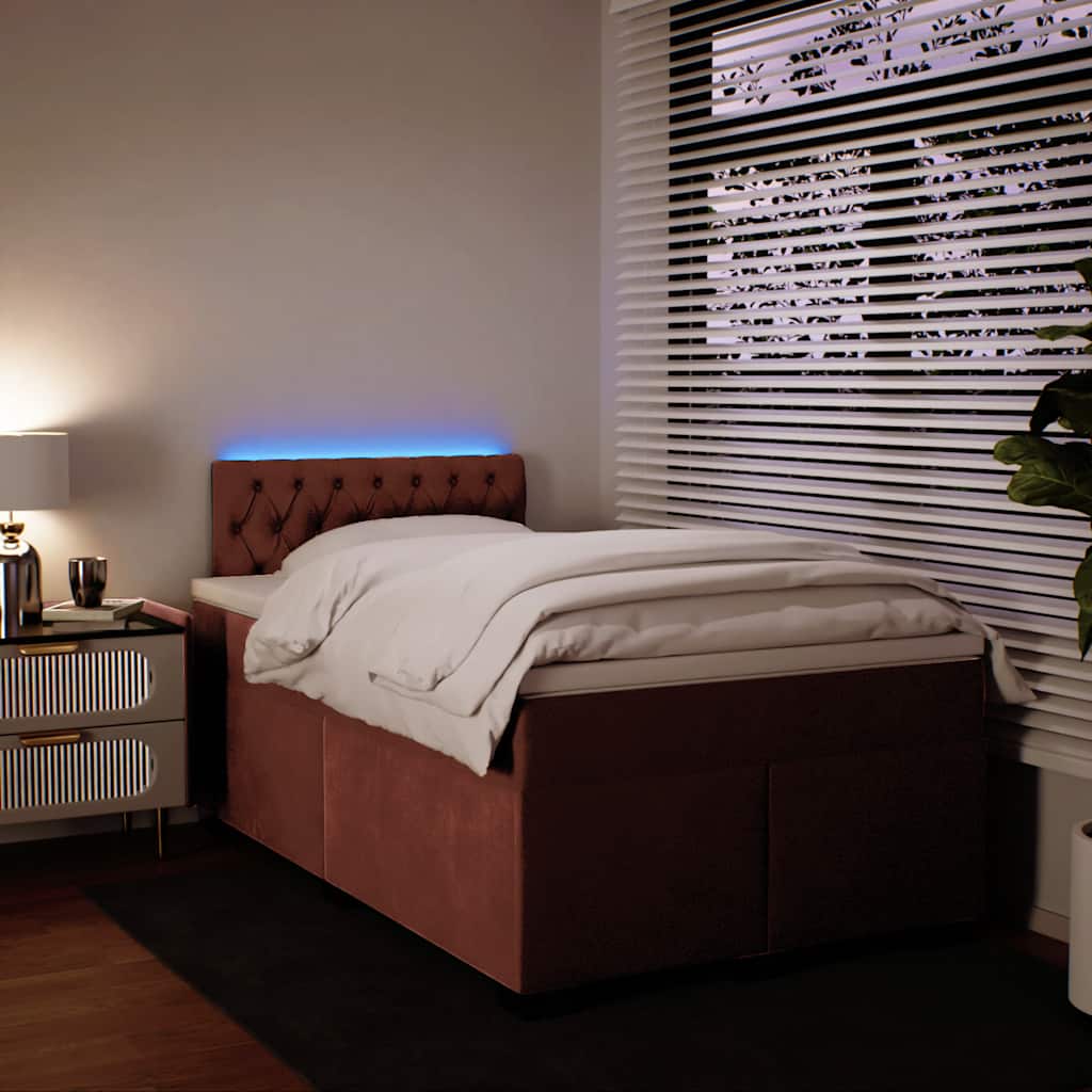 Sommier à lattes de lit avec matelas rose 120x190 cm velours - XIOS