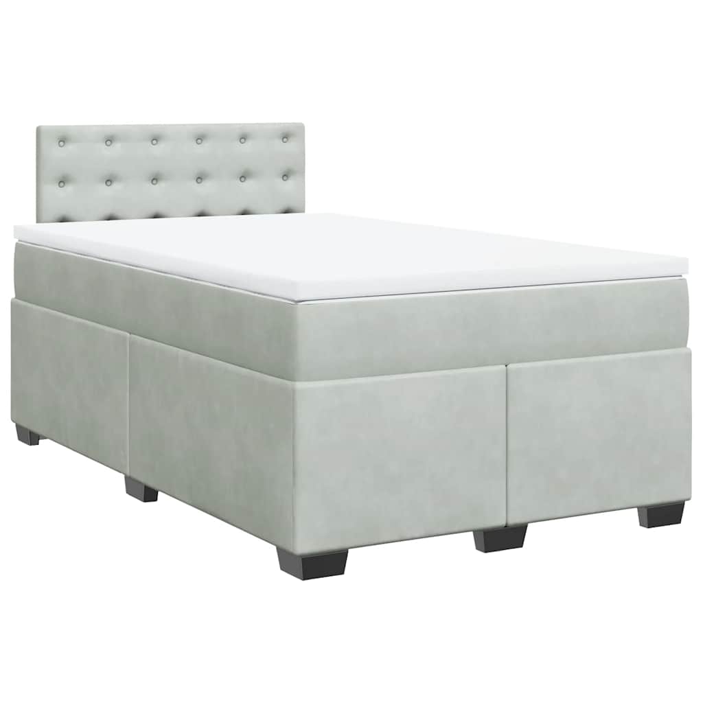 Sommier à lattes de lit et matelas gris clair 120x190cm velours - XIOS