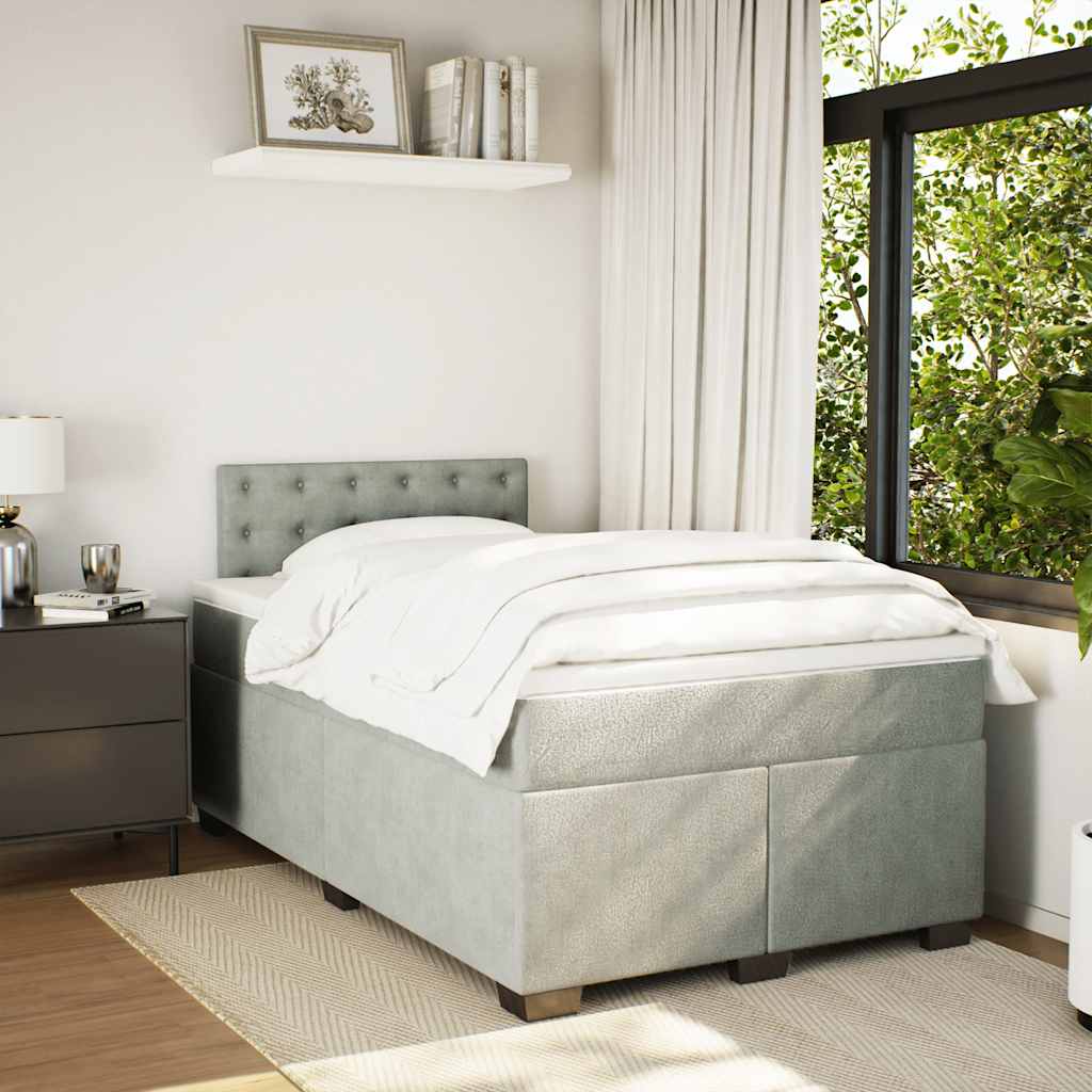 Sommier à lattes de lit et matelas gris clair 120x190cm velours - XIOS