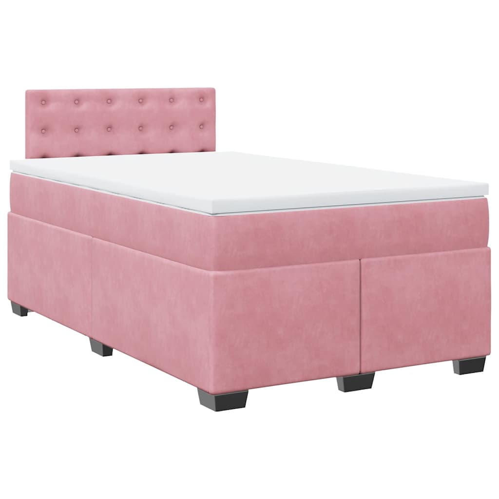 Sommier à lattes de lit avec matelas rose 120x190 cm velours - XIOS