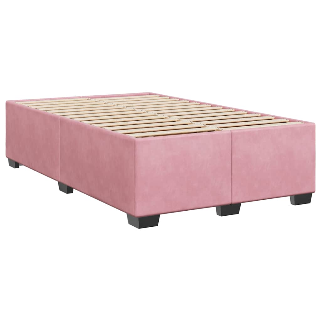 Sommier à lattes de lit avec matelas rose 120x190 cm velours - XIOS