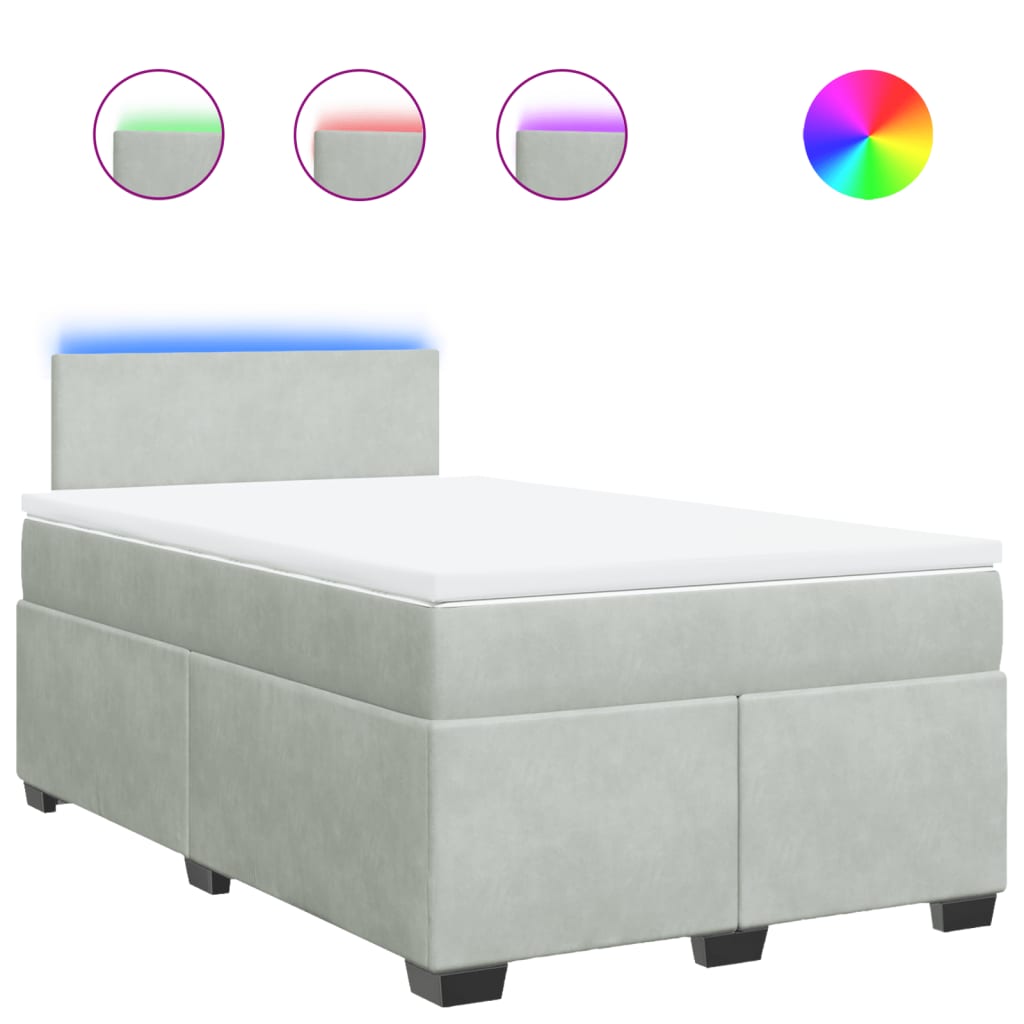 Sommier à lattes de lit et matelas Gris clair 120x200cm Velours - XIOS