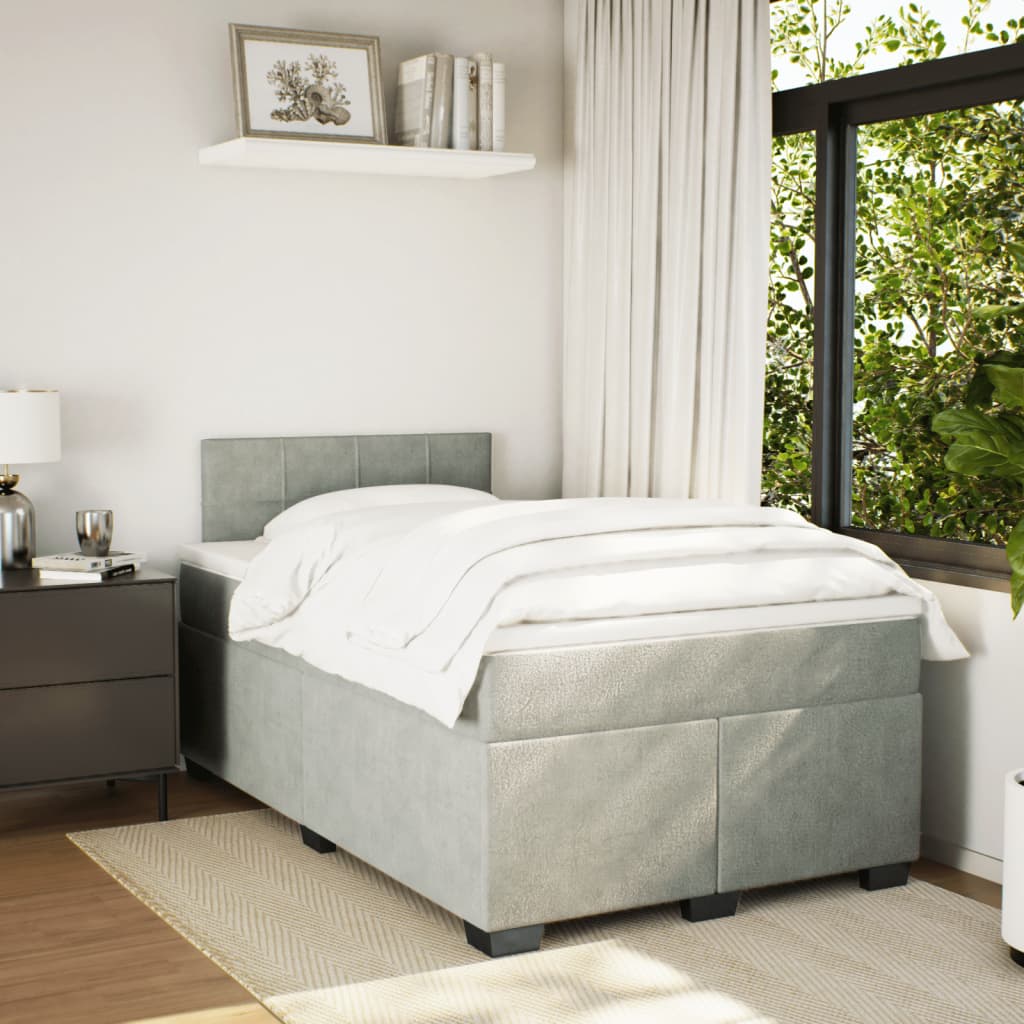 Sommier à lattes de lit et matelas Gris clair 120x200cm Velours - XIOS