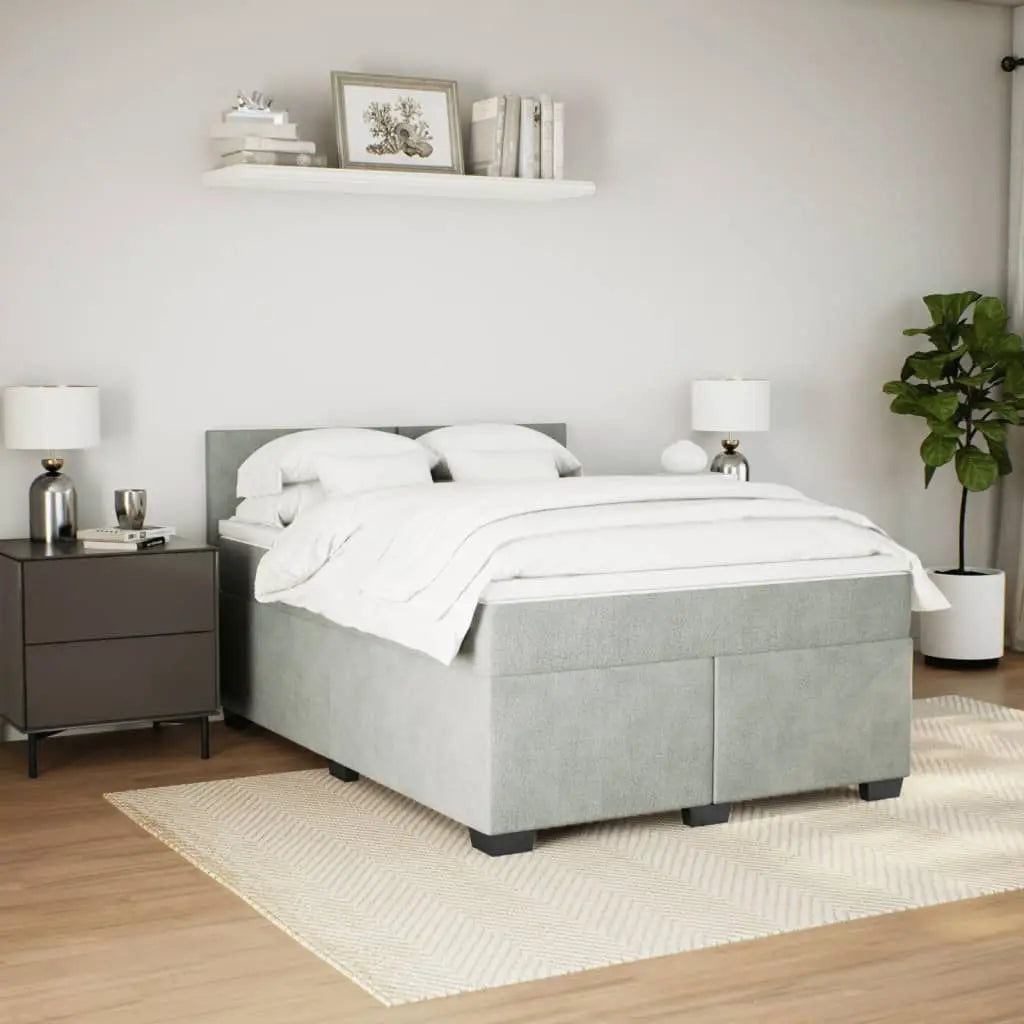 Sommier à lattes de lit et matelas Gris clair 140x190cm Velours - XIOS
