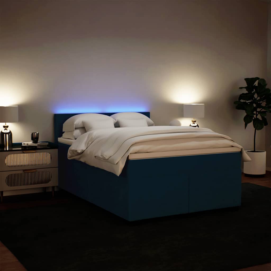 Sommier à lattes de lit et matelas bleu 140x190 cm velours - XIOS