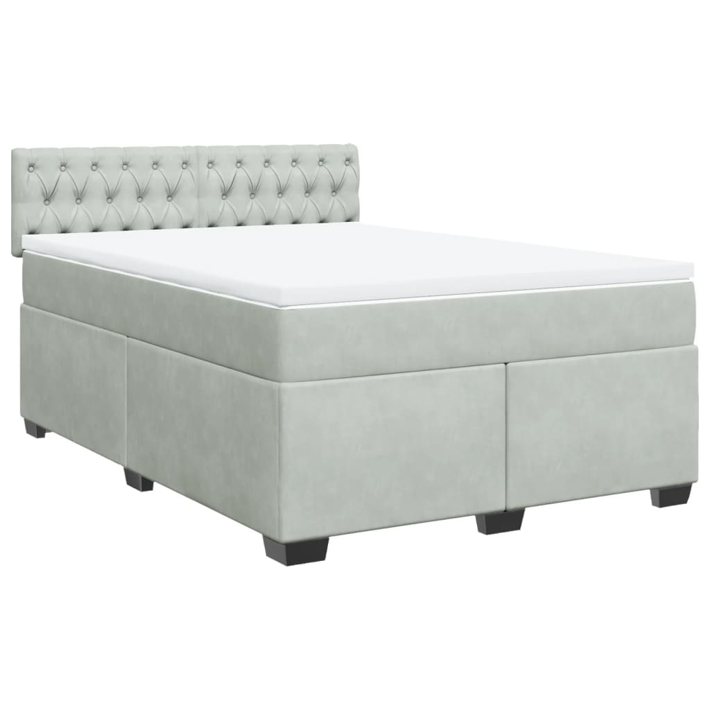 Sommier à lattes de lit et matelas Gris clair 140x190cm Velours - XIOS