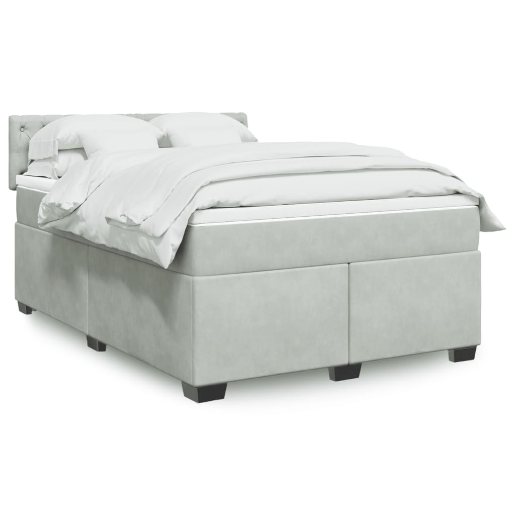 Sommier à lattes de lit et matelas Gris clair 140x190cm Velours - XIOS