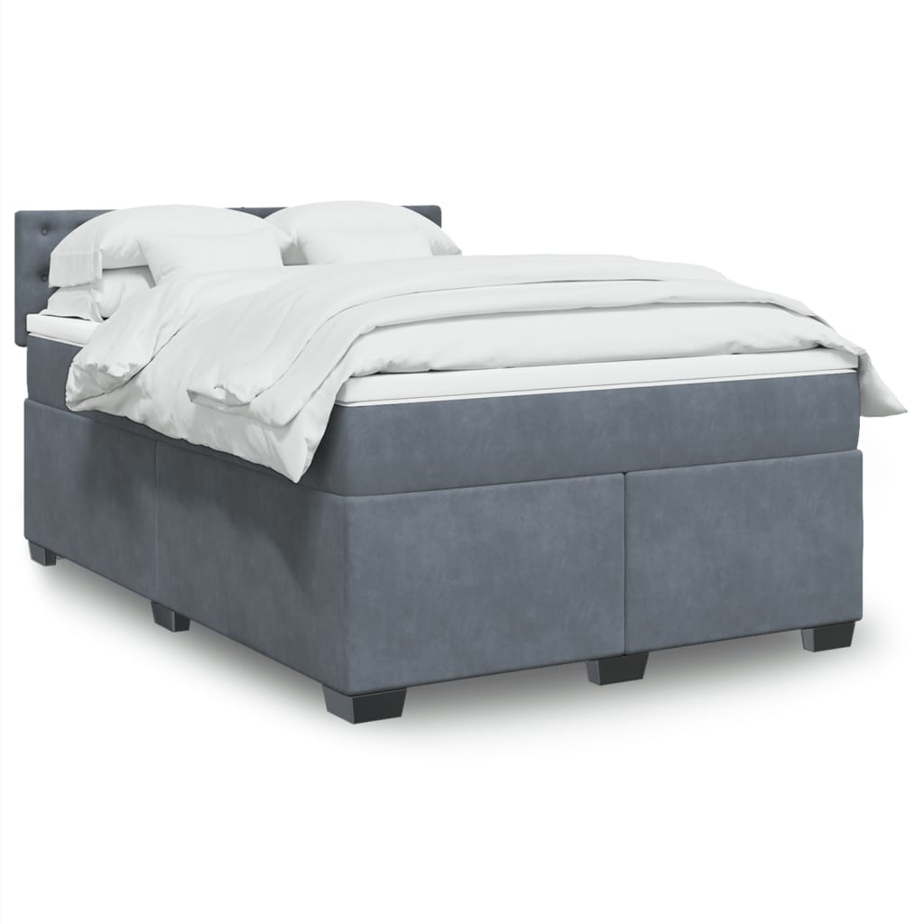Sommier à lattes de lit et matelas Gris foncé 140x190cm Velours - XIOS