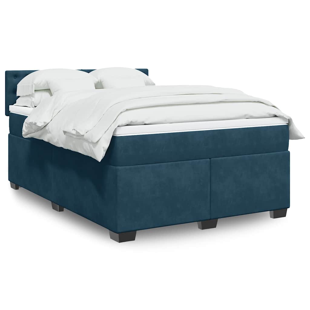 Sommier à lattes de lit et matelas bleu 140x190 cm velours - XIOS