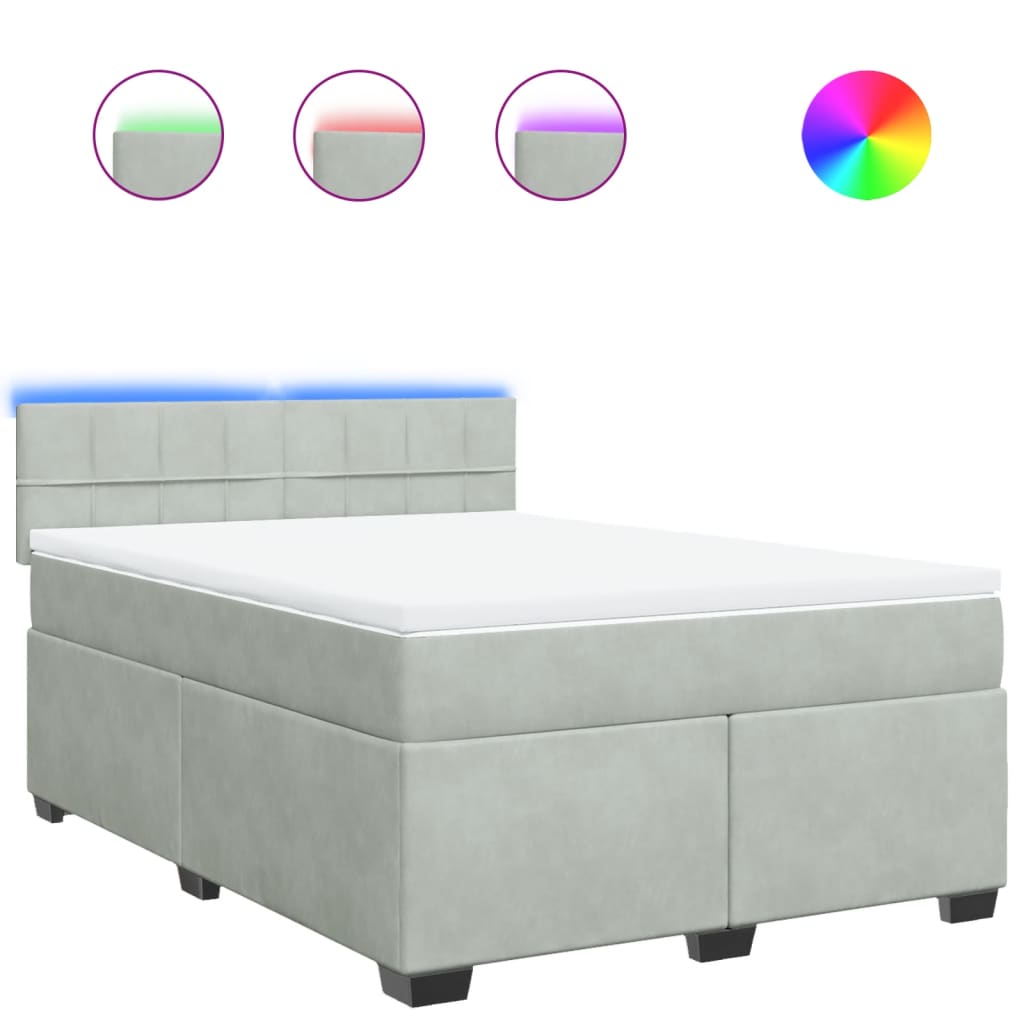 Sommier à lattes de lit et matelas Gris clair 140x200cm Velours - XIOS