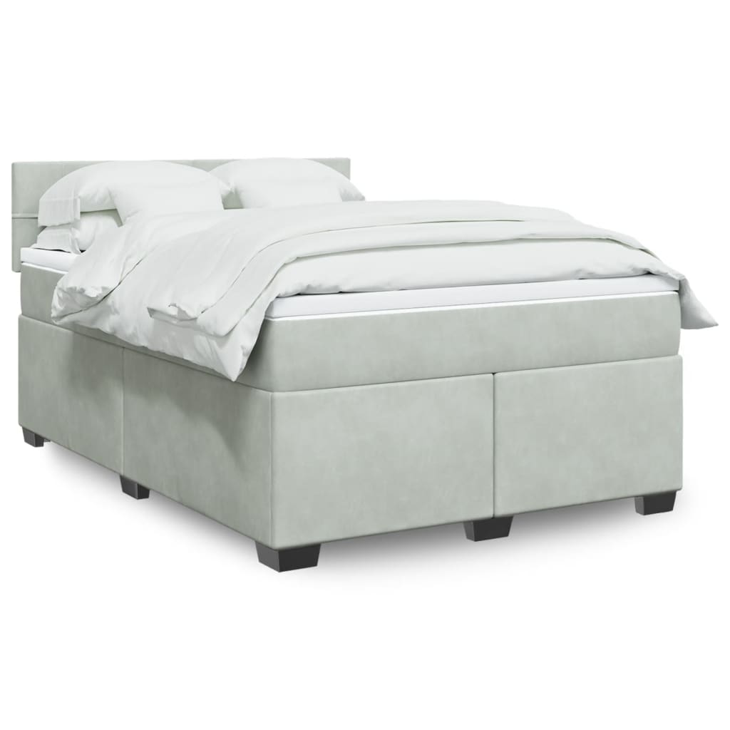 Sommier à lattes de lit et matelas Gris clair 140x200cm Velours - XIOS
