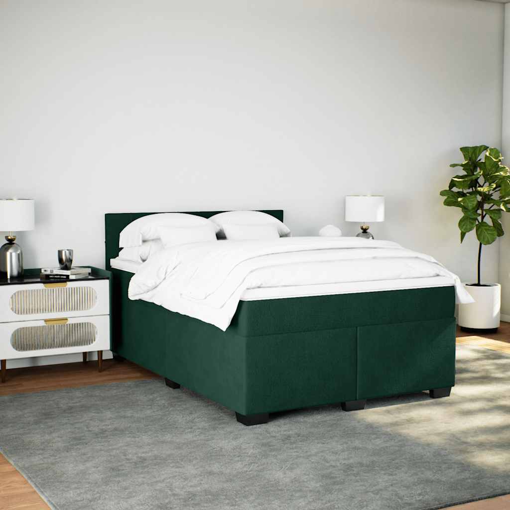 Sommier à lattes de lit et matelas Vert foncé 140x200cm Velours
