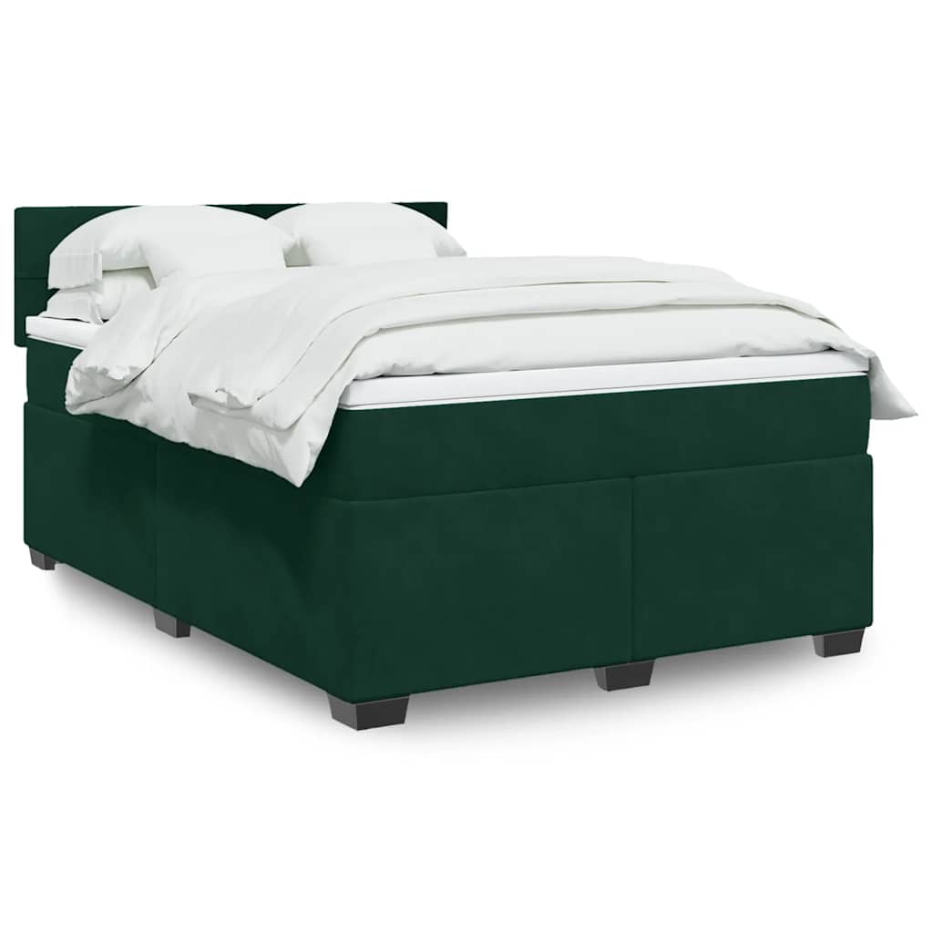 Sommier à lattes de lit et matelas Vert foncé 140x200cm Velours