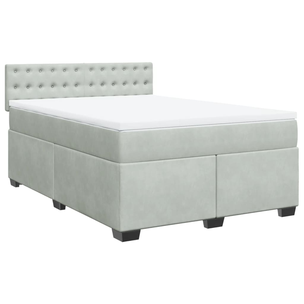 Sommier à lattes de lit et matelas Gris clair 140x200cm Velours - XIOS