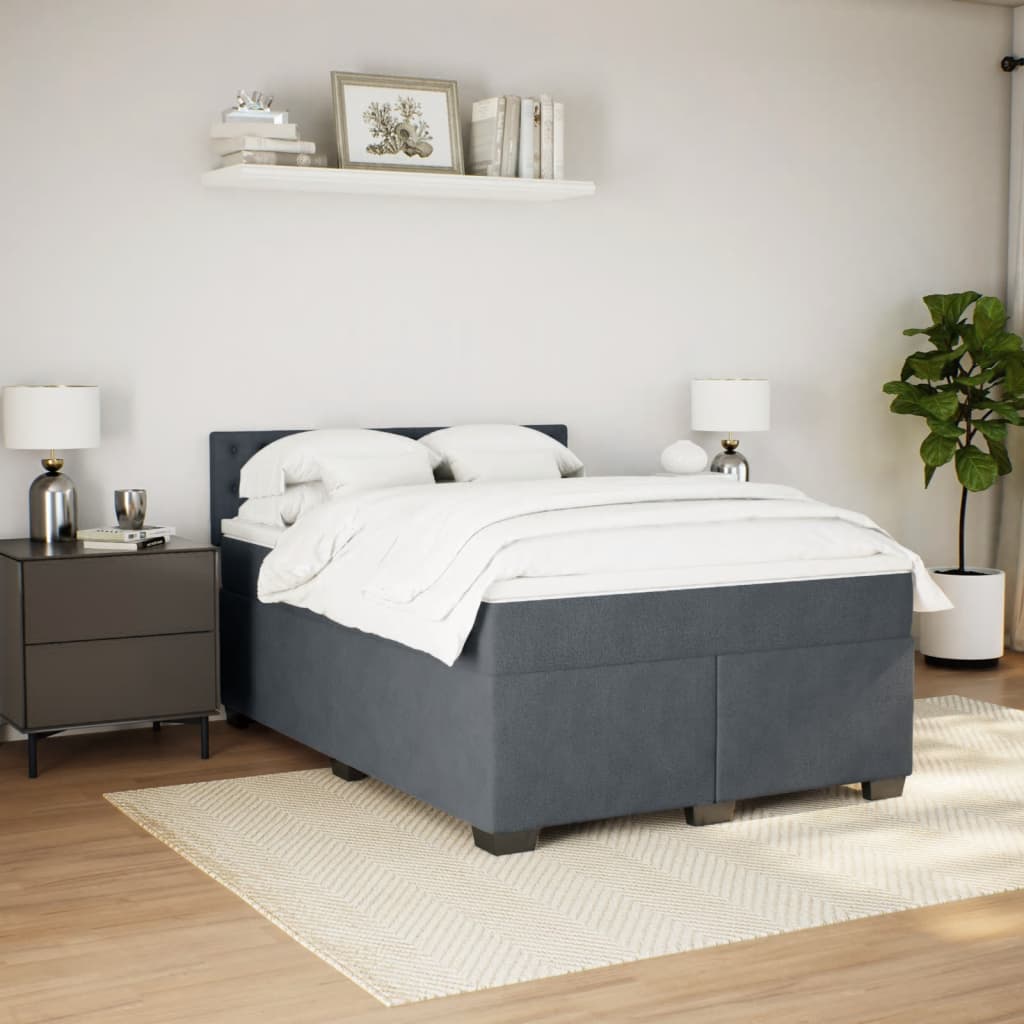 Sommier à lattes de lit et matelas Gris foncé 140x200cm Velours - XIOS