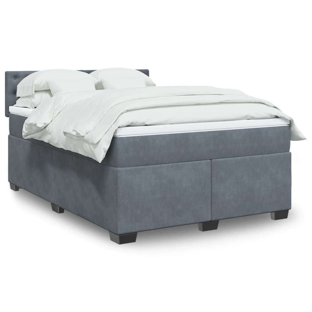 Sommier à lattes de lit et matelas Gris foncé 140x200cm Velours - XIOS