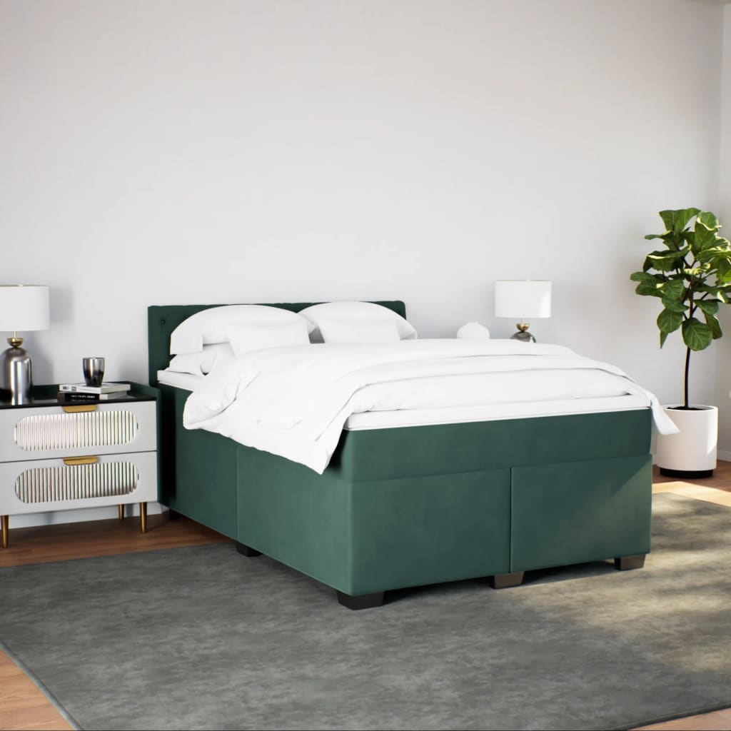 Sommier à lattes de lit et matelas Vert foncé 160x200cm Velours - XIOS