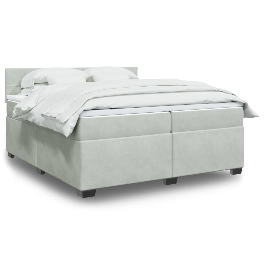 Sommier à lattes de lit et matelas Gris clair 200x200cm Velours - XIOS