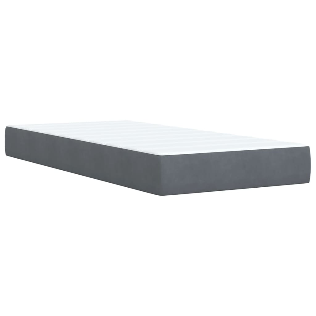 Sommier à lattes de lit avec matelas gris foncé 90x190 cm simple velours - XIOS