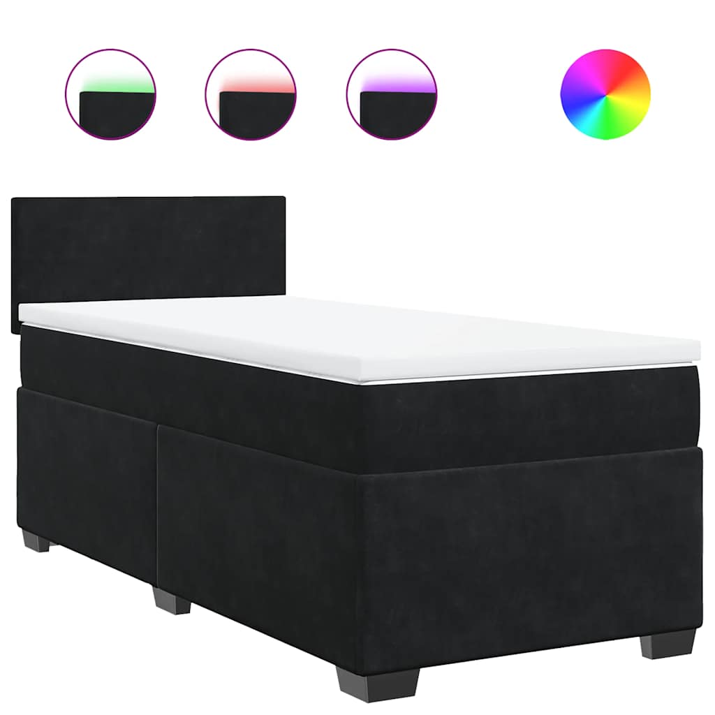 Sommier à lattes de lit avec matelas noir 90x190 cm simple velours - XIOS