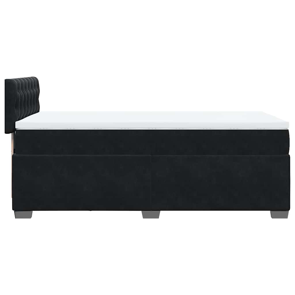 Sommier à lattes de lit avec matelas noir 90x190 cm simple velours - XIOS