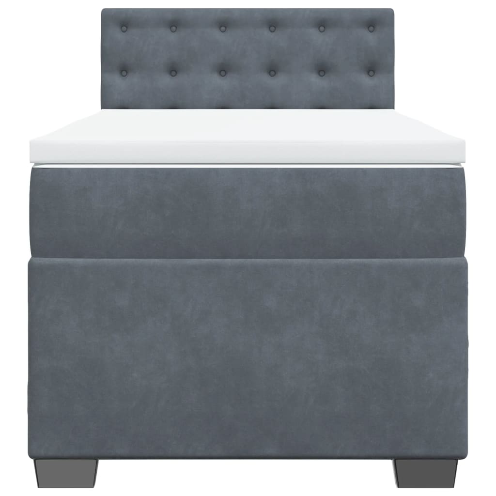 Sommier à lattes de lit avec matelas gris foncé 90x190 cm simple velours - XIOS
