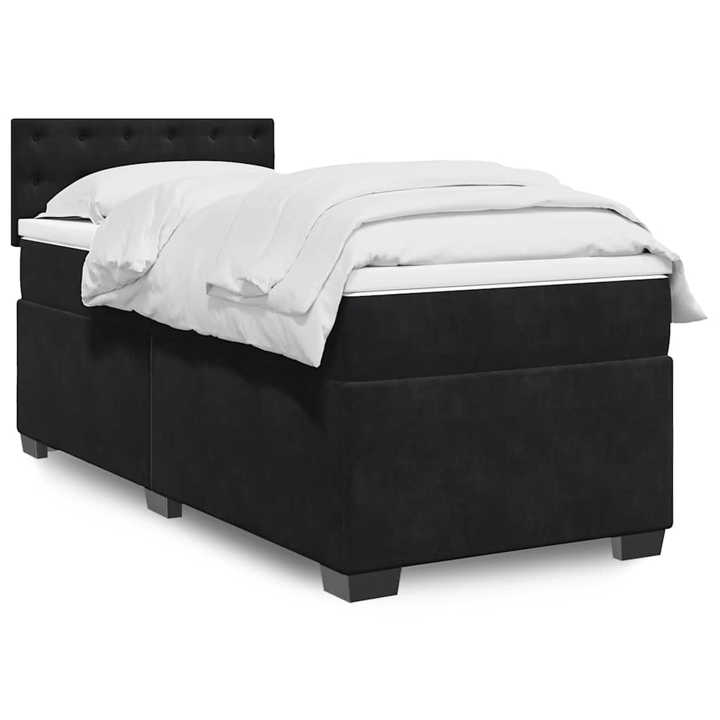 Sommier à lattes de lit avec matelas noir 90x190 cm simple velours - XIOS
